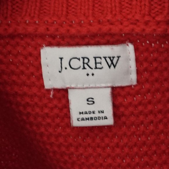 J. CREW Womens Red Knit Long Sleeve Cotton Wool Blend Sweater Size Small - Picture 4 of 5